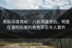 黑料深度揭秘：八卦风波背后，明星在酒吧后巷的角色罕见令人意外