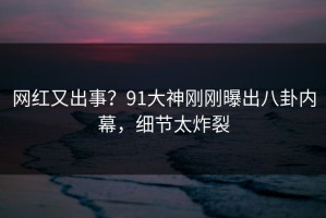 网红又出事？91大神刚刚曝出八卦内幕，细节太炸裂
