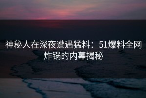 神秘人在深夜遭遇猛料：51爆料全网炸锅的内幕揭秘