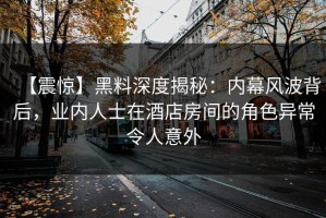 【震惊】黑料深度揭秘：内幕风波背后，业内人士在酒店房间的角色异常令人意外