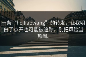 一条“heiliaowang”的转发，让我明白了点开也可能被追踪，别把风险当热闹。