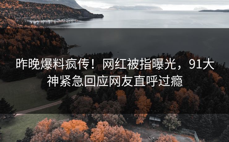 昨晚爆料疯传！网红被指曝光，91大神紧急回应网友直呼过瘾
