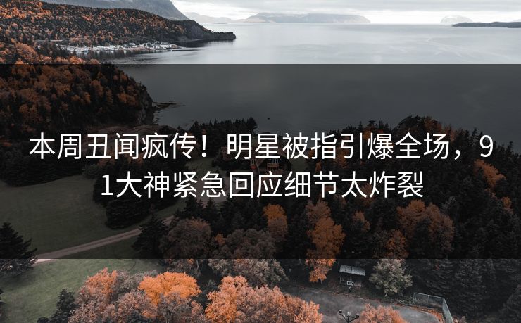 本周丑闻疯传！明星被指引爆全场，91大神紧急回应细节太炸裂