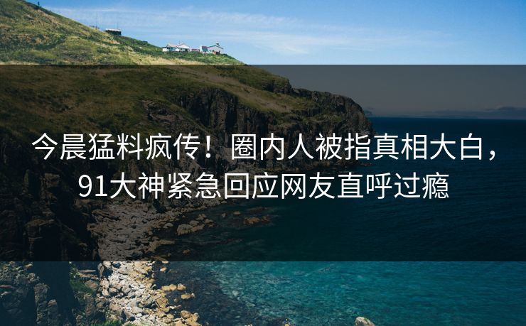 今晨猛料疯传！圈内人被指真相大白，91大神紧急回应网友直呼过瘾