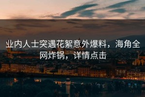业内人士突遇花絮意外爆料，海角全网炸锅，详情点击