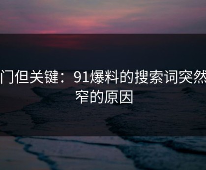 冷门但关键：91爆料的搜索词突然变窄的原因
