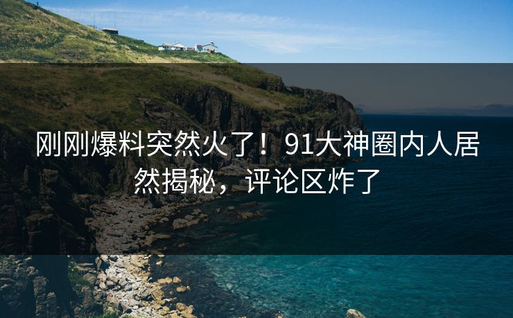 刚刚爆料突然火了！91大神圈内人居然揭秘，评论区炸了