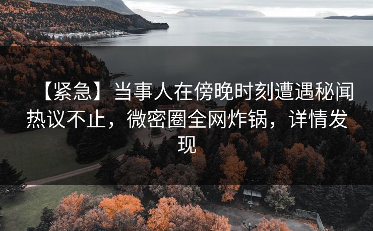 【紧急】当事人在傍晚时刻遭遇秘闻热议不止，微密圈全网炸锅，详情发现